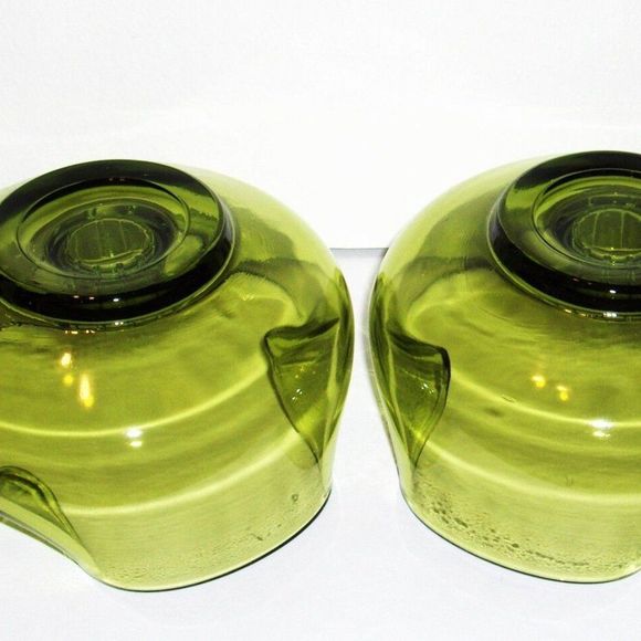 Anchor Hocking Avocado Green Candle Stick Holders Pair - Picture 3 of 4